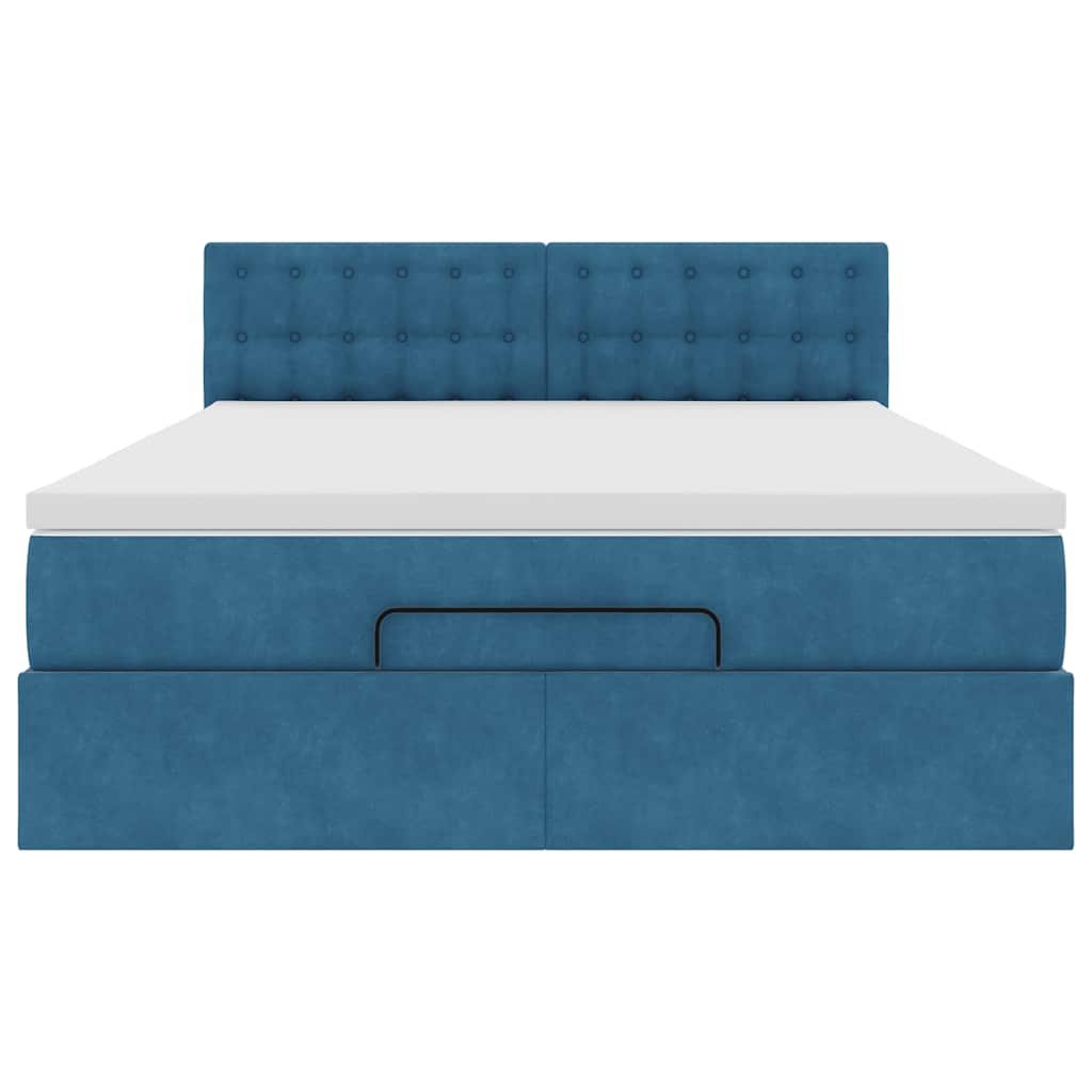 Ottoman bed met matras en LED's 140x190cm fluweel donkerblauw is nu te koop bij PeponiXL, paradijselijk wonen!