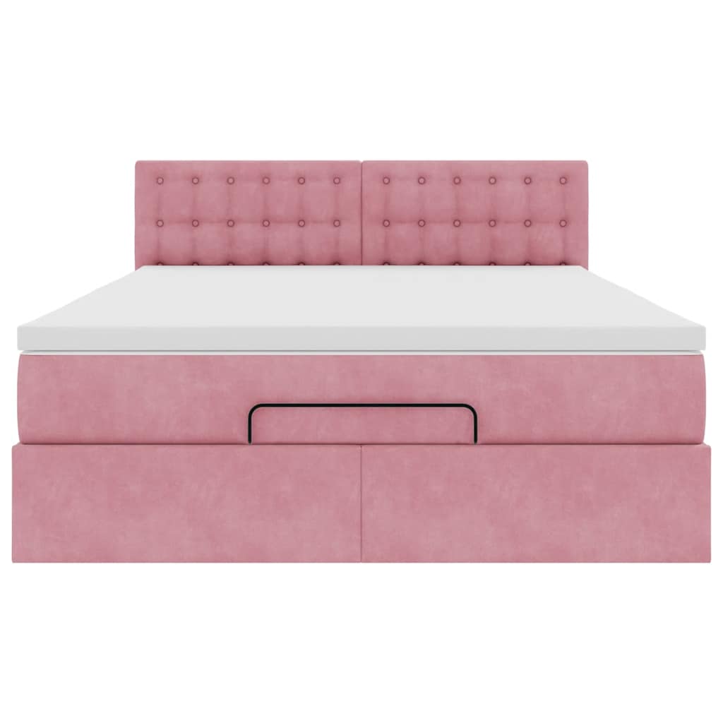 Ottoman bed met matras en LED's 140x190cm fluweel roze