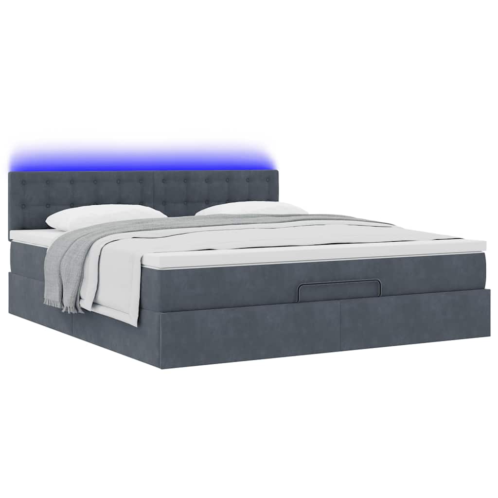 Ottoman bed met matras en LED's 160x200cm fluweel donkergrijs is nu te koop bij PeponiXL, paradijselijk wonen!