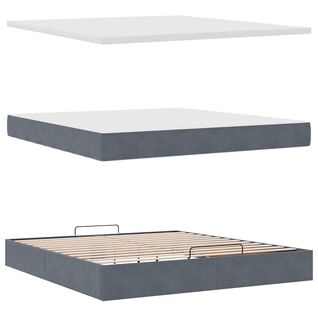 Ottoman bed met matras en LED's 160x200cm fluweel donkergrijs is nu te koop bij PeponiXL, paradijselijk wonen!