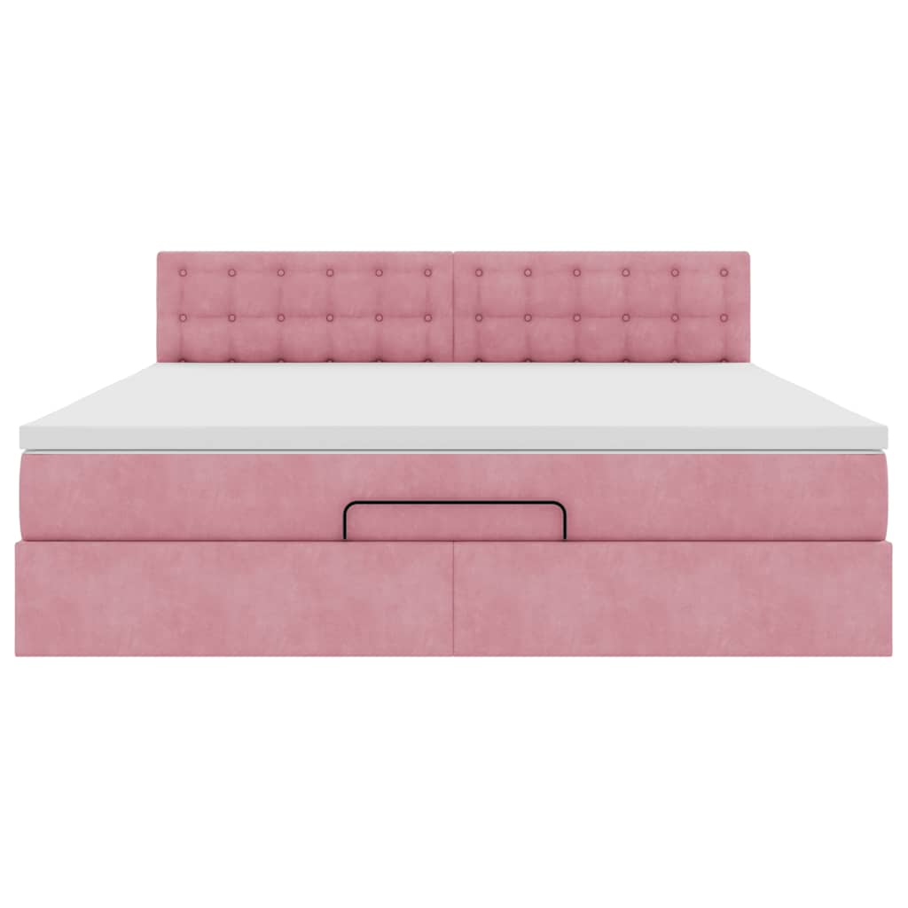 Ottoman bed met matras en LED's 160x200cm fluweel roze is nu te koop bij PeponiXL, paradijselijk wonen!