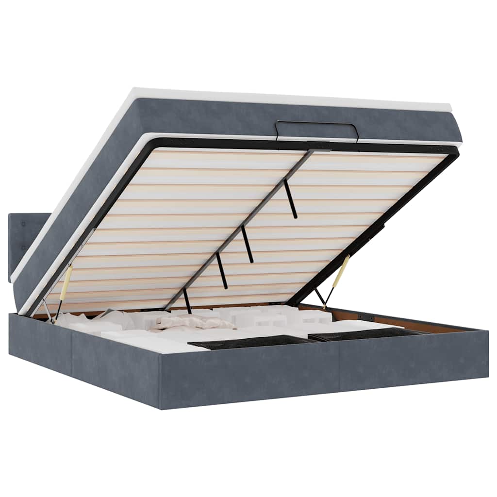 Ottoman bed met matras en LED's 180x200cm fluweel donkergrijs is nu te koop bij PeponiXL, paradijselijk wonen!