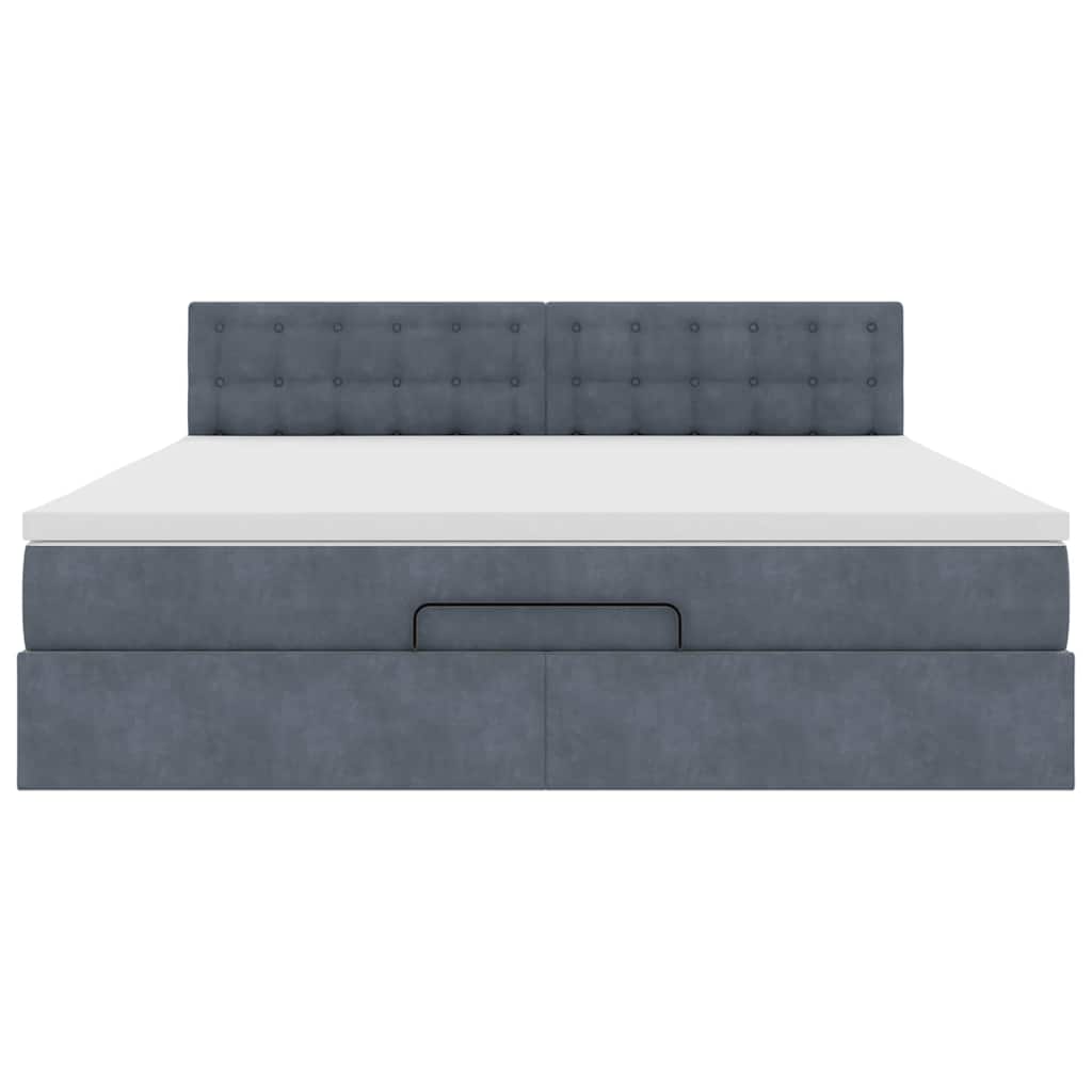 Ottoman bed met matras en LED's 180x200cm fluweel donkergrijs is nu te koop bij PeponiXL, paradijselijk wonen!