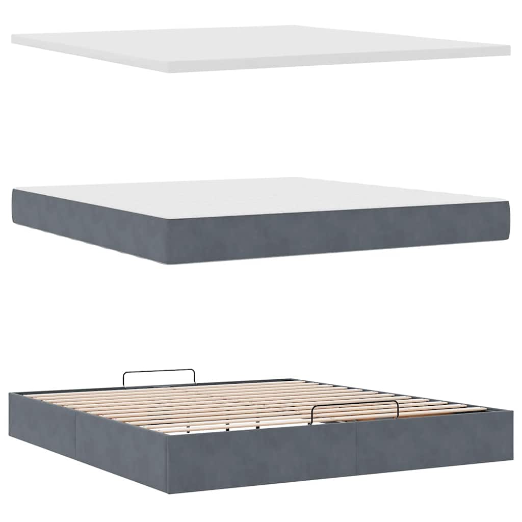 Ottoman bed met matras en LED's 180x200cm fluweel donkergrijs is nu te koop bij PeponiXL, paradijselijk wonen!