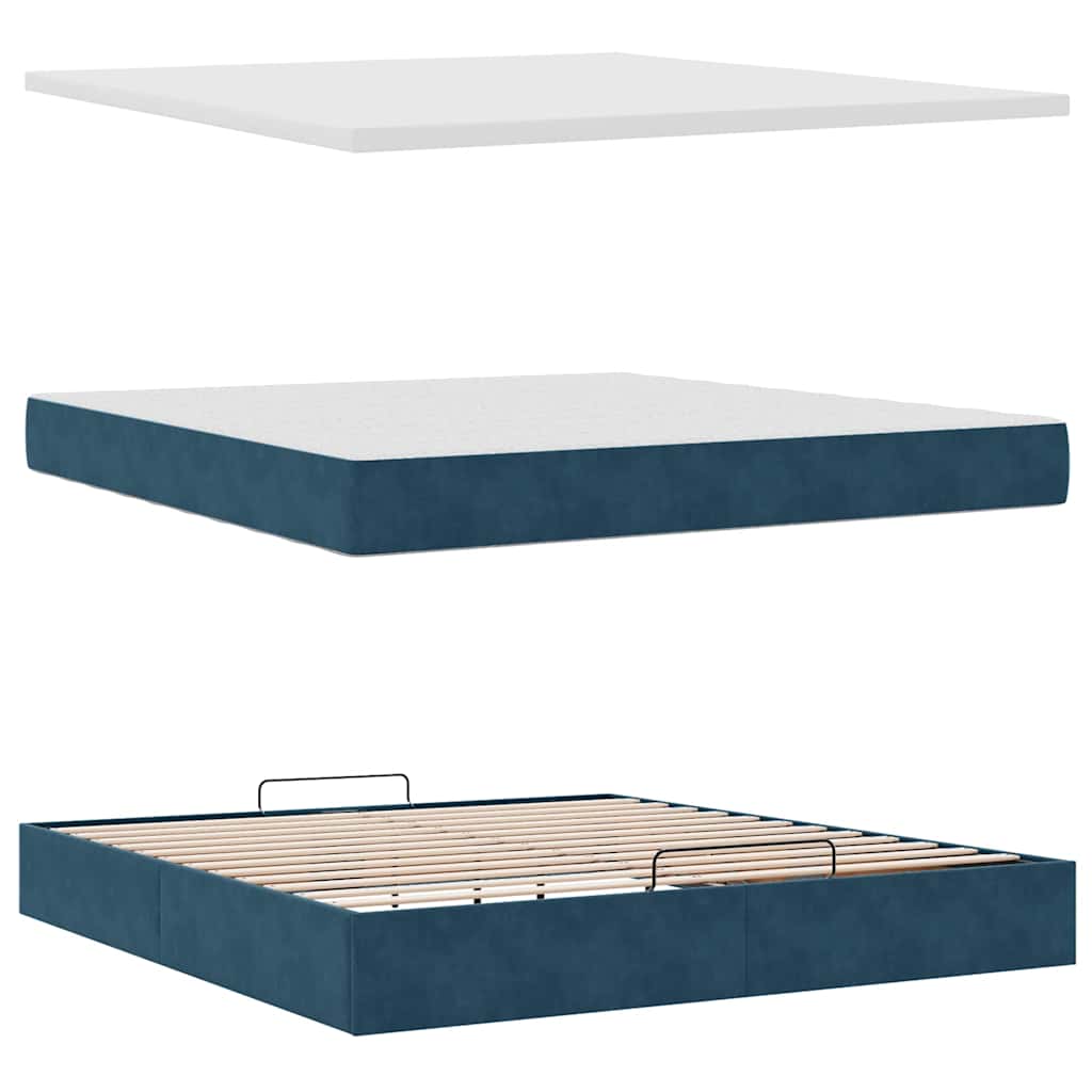 Ottoman bed met matras en LED's 180x200 cm fluweel donkerblauw is nu te koop bij PeponiXL, paradijselijk wonen!