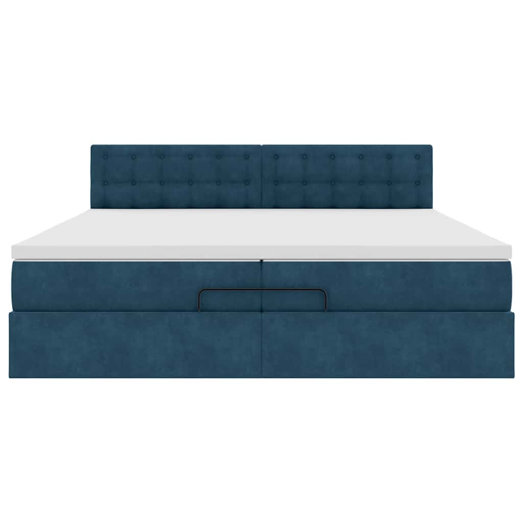 Bed poef met matrassen en leds 200x200 cm fluweel donkerblauw is nu te koop bij PeponiXL, paradijselijk wonen!