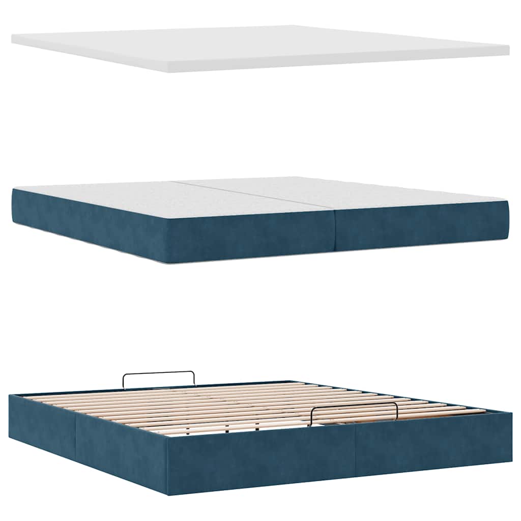 Bed poef met matrassen en leds 200x200 cm fluweel donkerblauw is nu te koop bij PeponiXL, paradijselijk wonen!