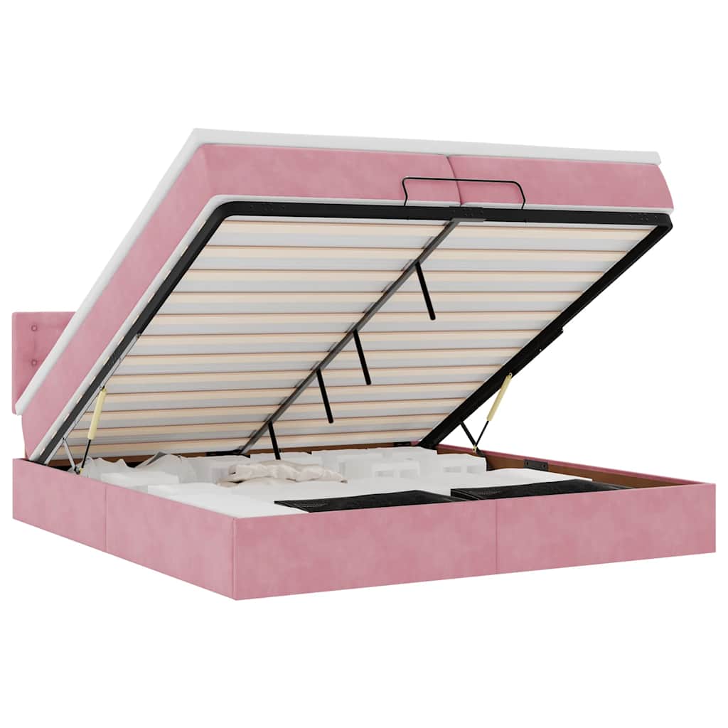 Ottoman bed met matrassen en LED's 200x200cm fluweel roze is nu te koop bij PeponiXL, paradijselijk wonen!