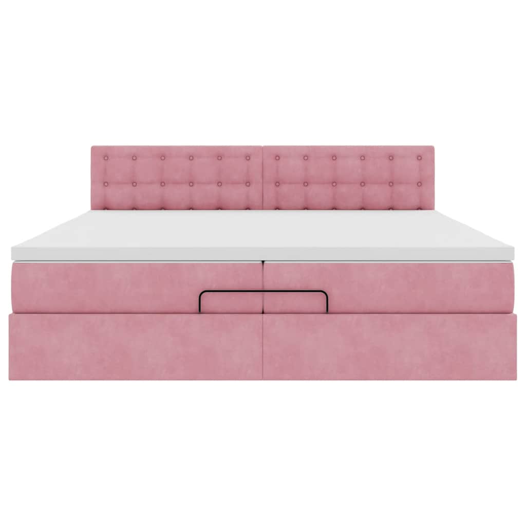 Ottoman bed met matrassen en LED's 200x200cm fluweel roze is nu te koop bij PeponiXL, paradijselijk wonen!