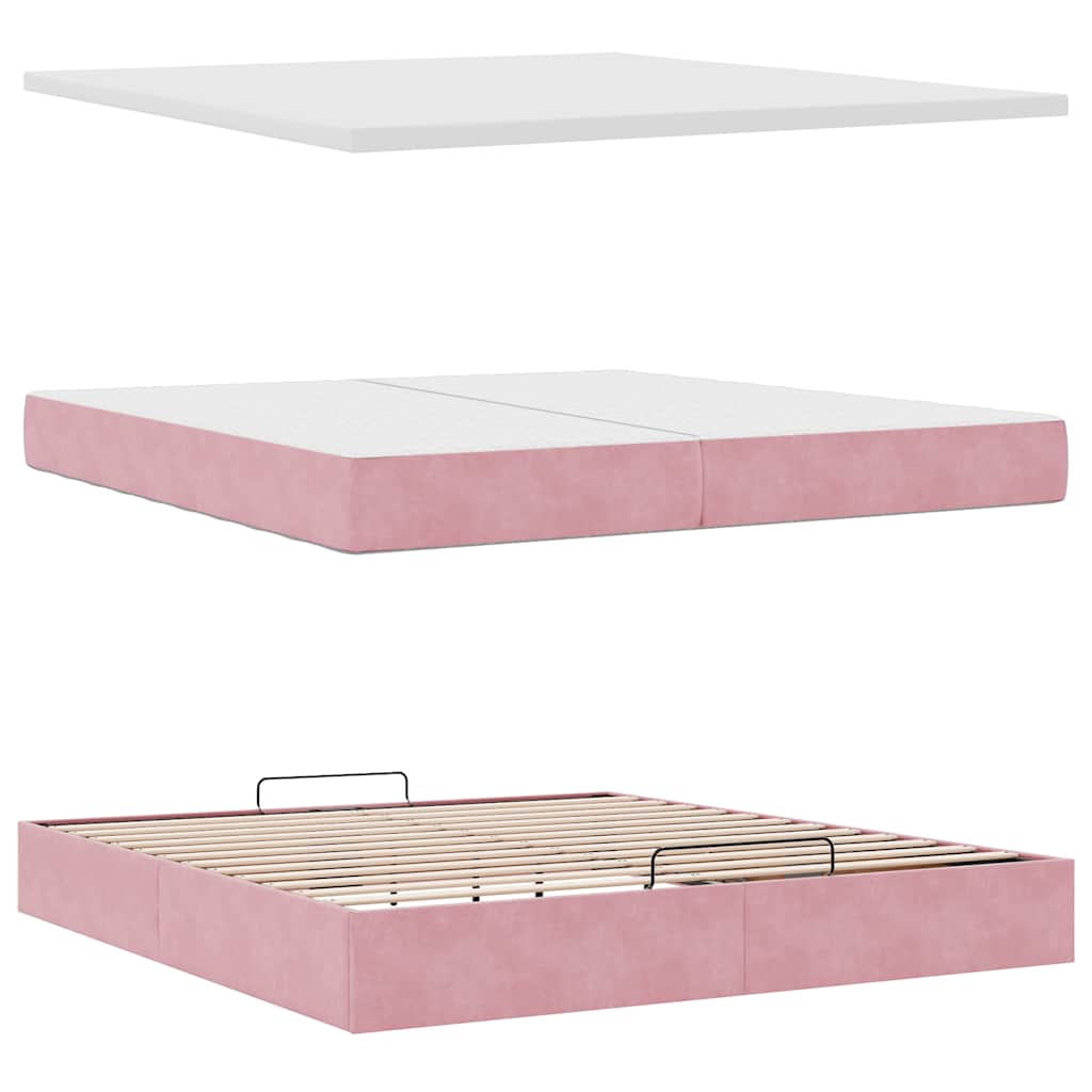 Ottoman bed met matrassen en LED's 200x200cm fluweel roze is nu te koop bij PeponiXL, paradijselijk wonen!