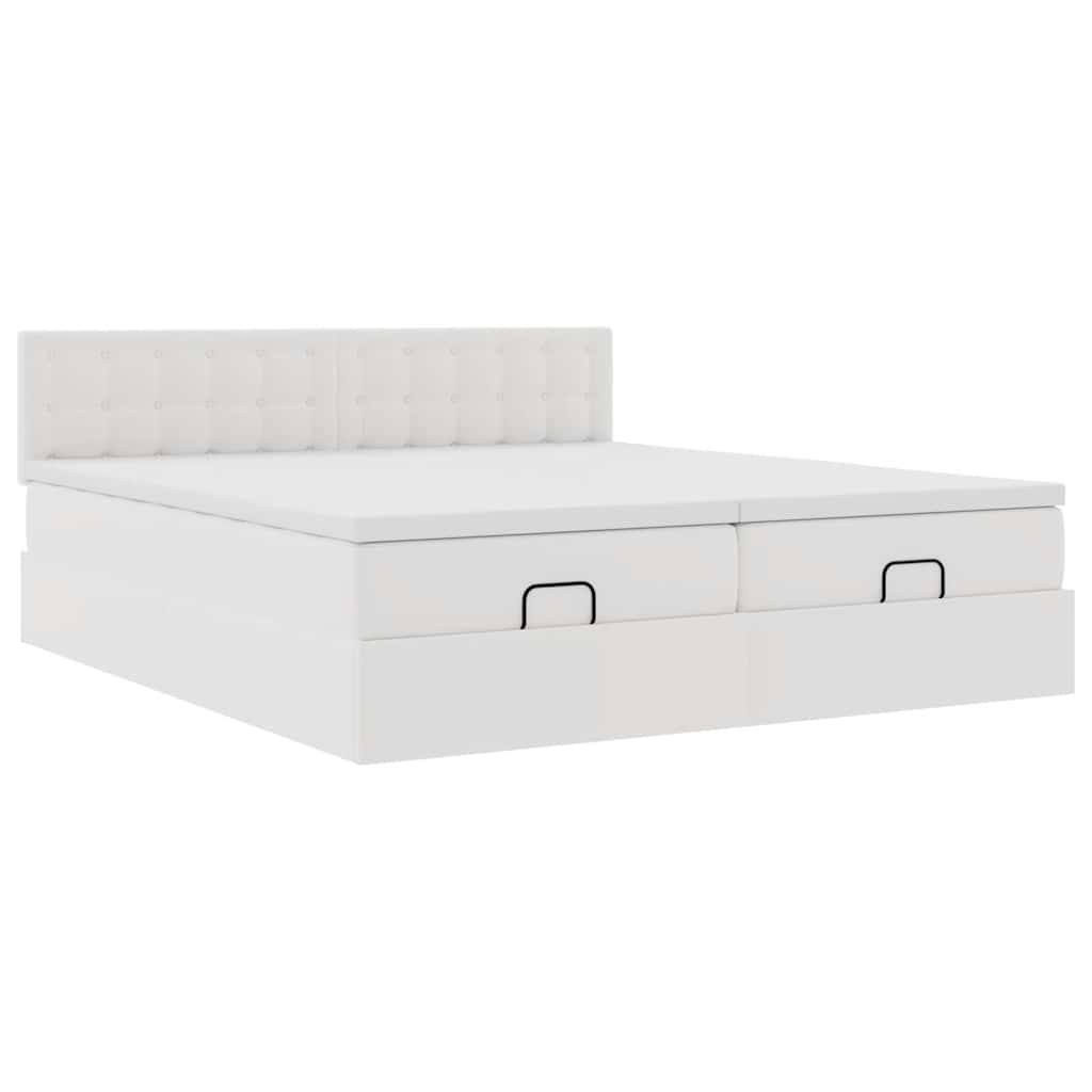 Ottoman bed met matrassen en LED's 160x200cm kunstleer wit is nu te koop bij PeponiXL, paradijselijk wonen!