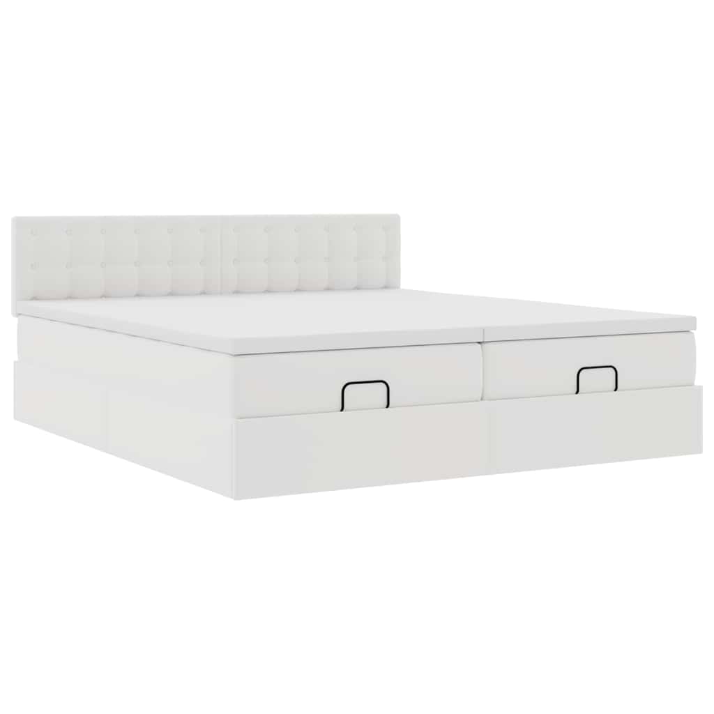 Ottoman bed met matrassen en LED's 180x200cm kunstleer wit is nu te koop bij PeponiXL, paradijselijk wonen!