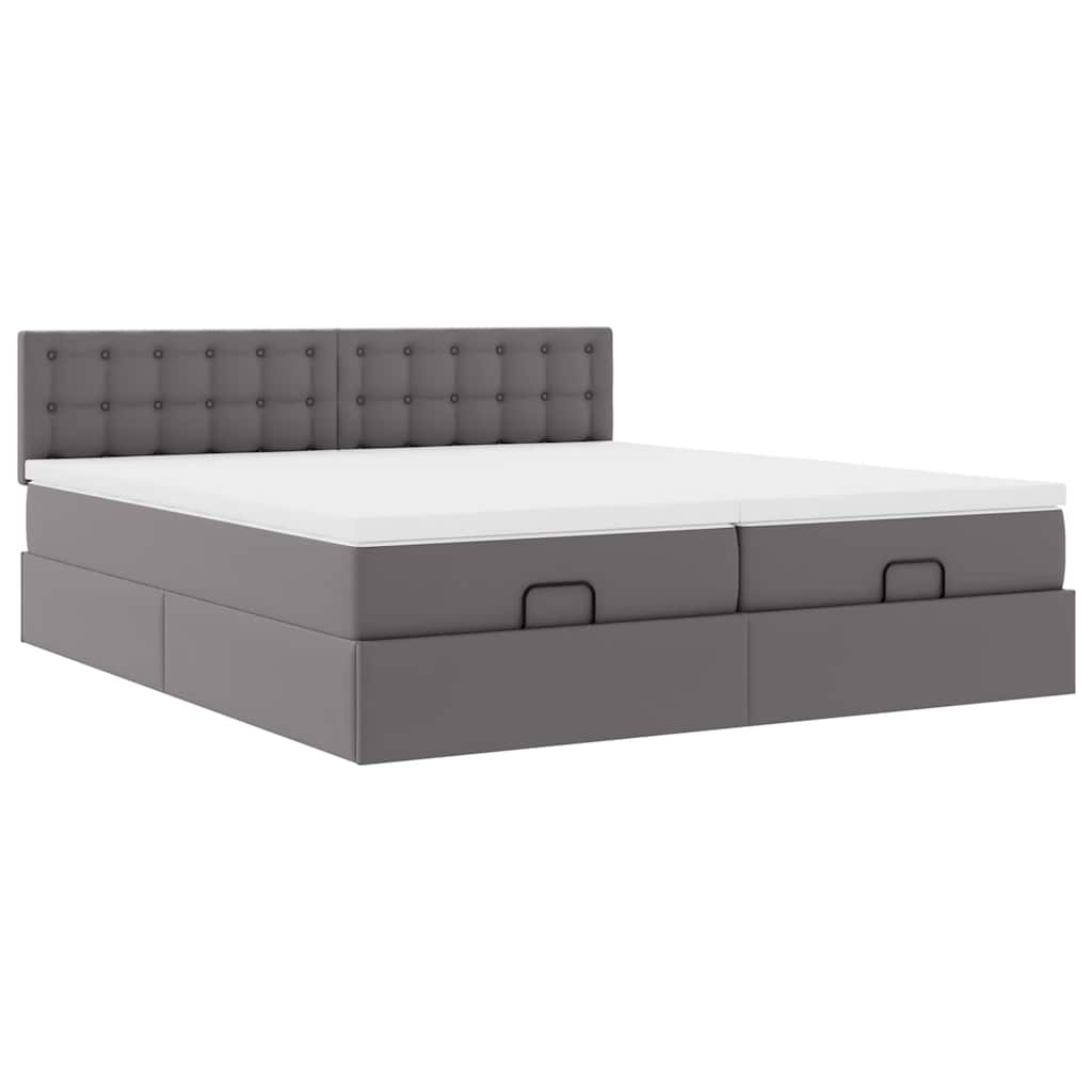 Bed poef met matrassen en LED's 180x200cm kunstleer grijs is nu te koop bij PeponiXL, paradijselijk wonen!