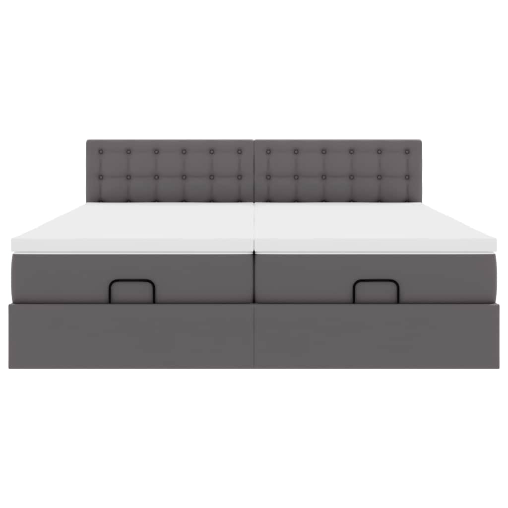 Bed poef met matrassen en LED's 180x200cm kunstleer grijs is nu te koop bij PeponiXL, paradijselijk wonen!