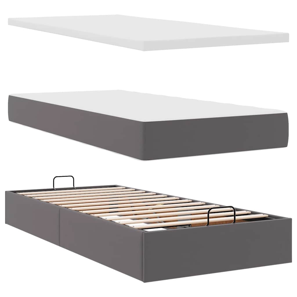 Bed poef met matrassen en LED's 180x200cm kunstleer grijs is nu te koop bij PeponiXL, paradijselijk wonen!