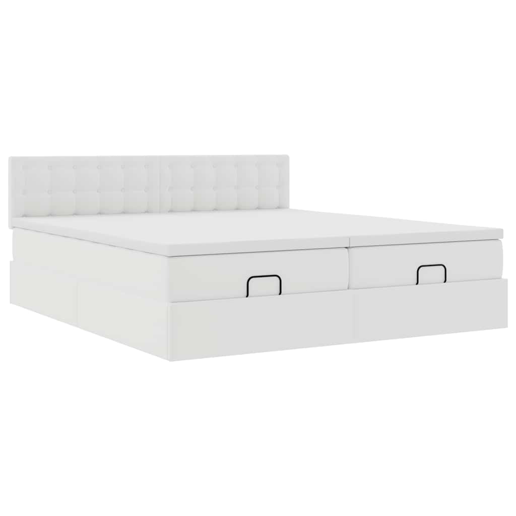 Ottoman bed met matrassen en LED's 200x200cm kunstleer wit is nu te koop bij PeponiXL, paradijselijk wonen!