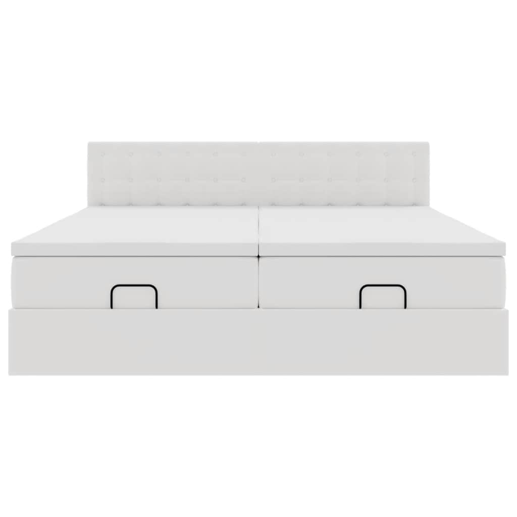 Ottoman bed met matrassen en LED's 200x200cm kunstleer wit is nu te koop bij PeponiXL, paradijselijk wonen!