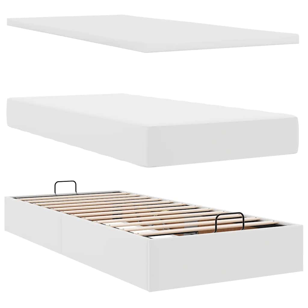 Ottoman bed met matrassen en LED's 200x200cm kunstleer wit is nu te koop bij PeponiXL, paradijselijk wonen!