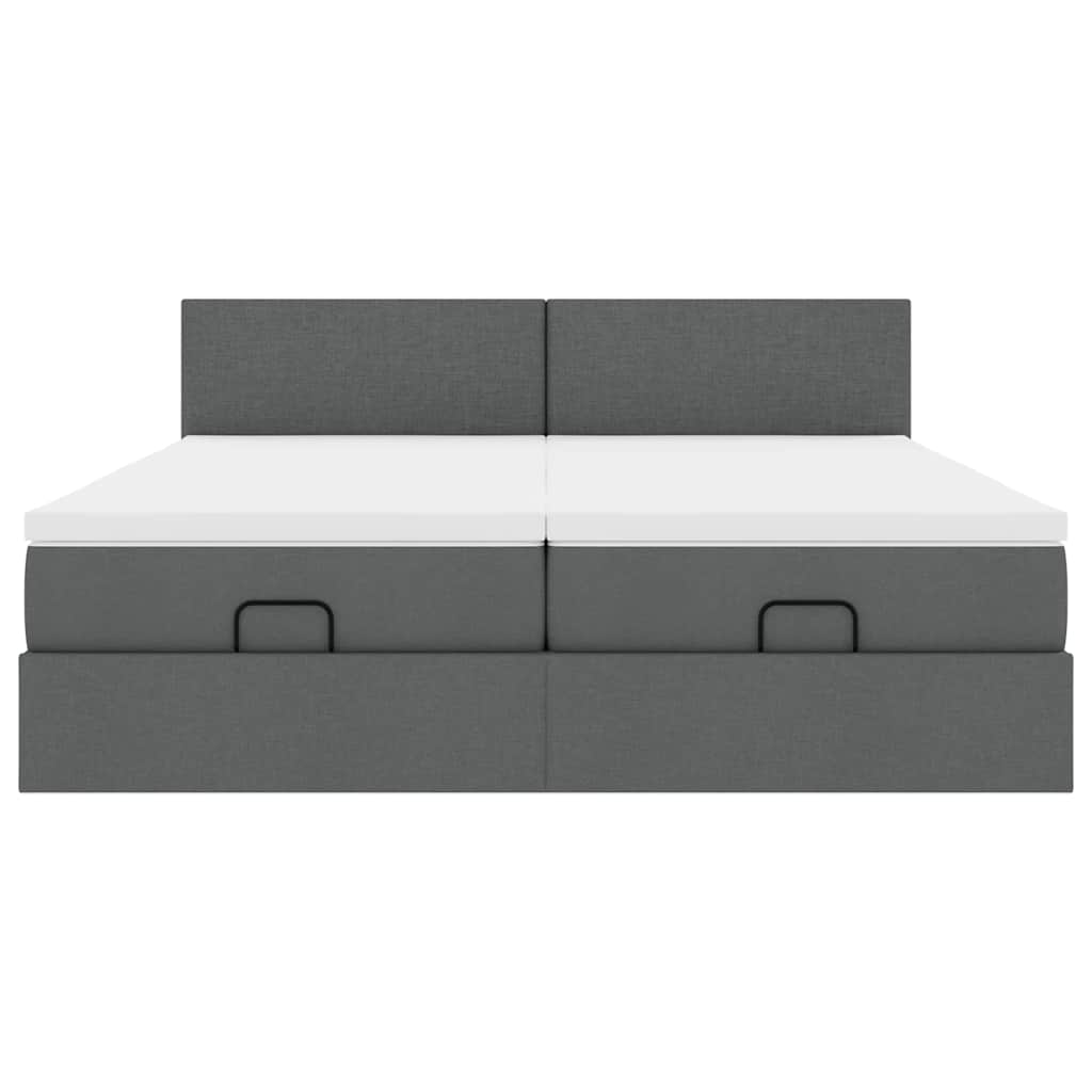 Ottoman bed met matrassen en LED's 180x200cm stof donkergrijs is nu te koop bij PeponiXL, paradijselijk wonen!
