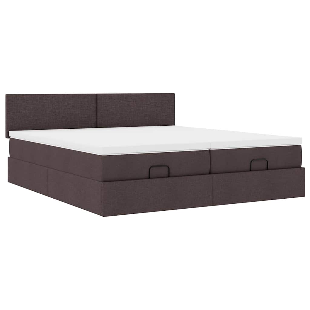 Ottoman bed met matrassen en LED's 180x200cm stof donkerbruin is nu te koop bij PeponiXL, paradijselijk wonen!