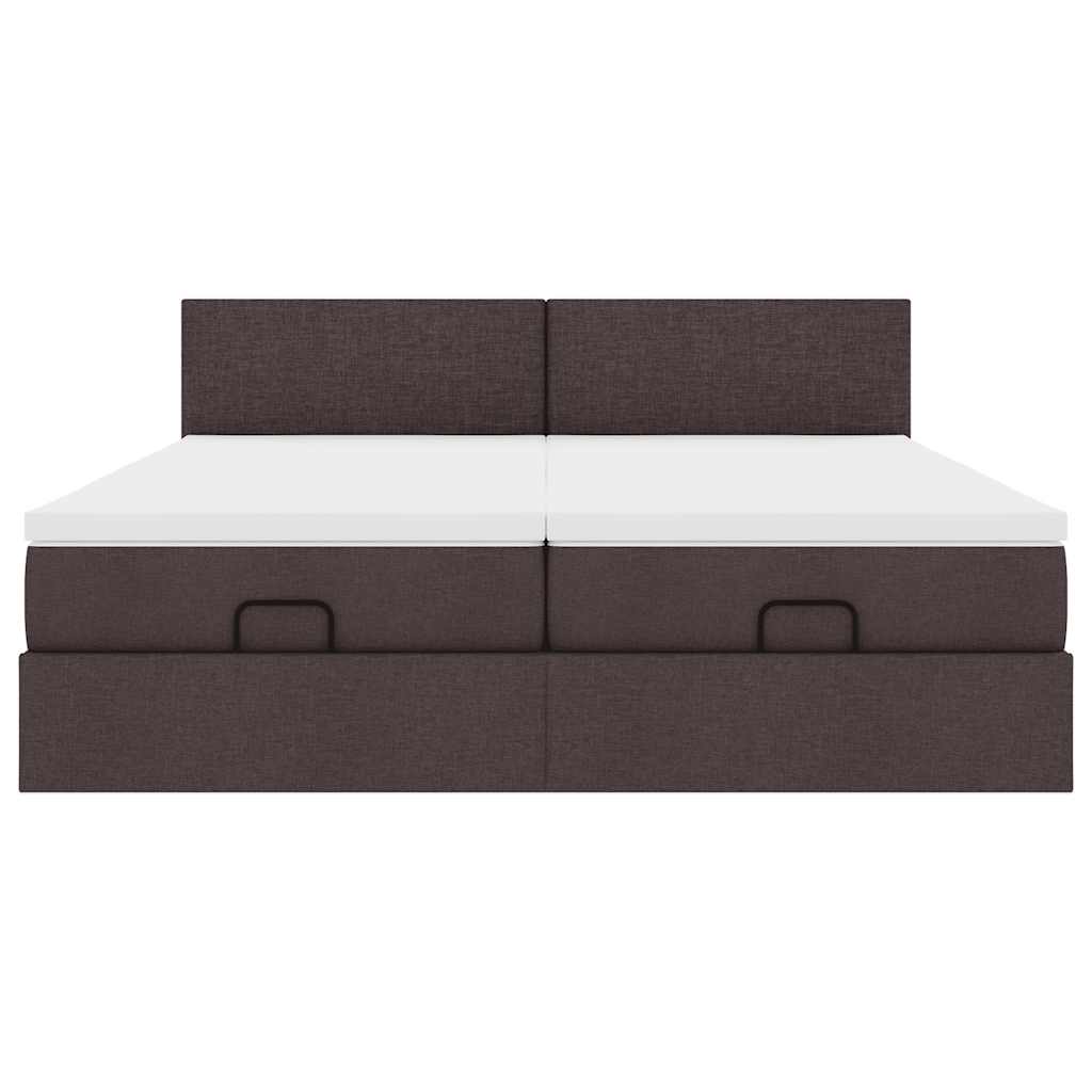 Ottoman bed met matrassen en LED's 180x200cm stof donkerbruin is nu te koop bij PeponiXL, paradijselijk wonen!