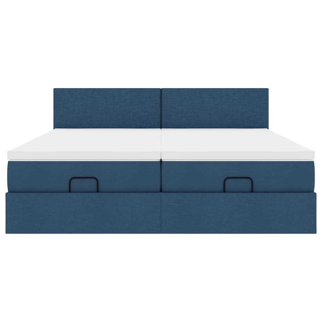 Ottoman bed met matrassen en LED's 180x200cm stof blauw is nu te koop bij PeponiXL, paradijselijk wonen!