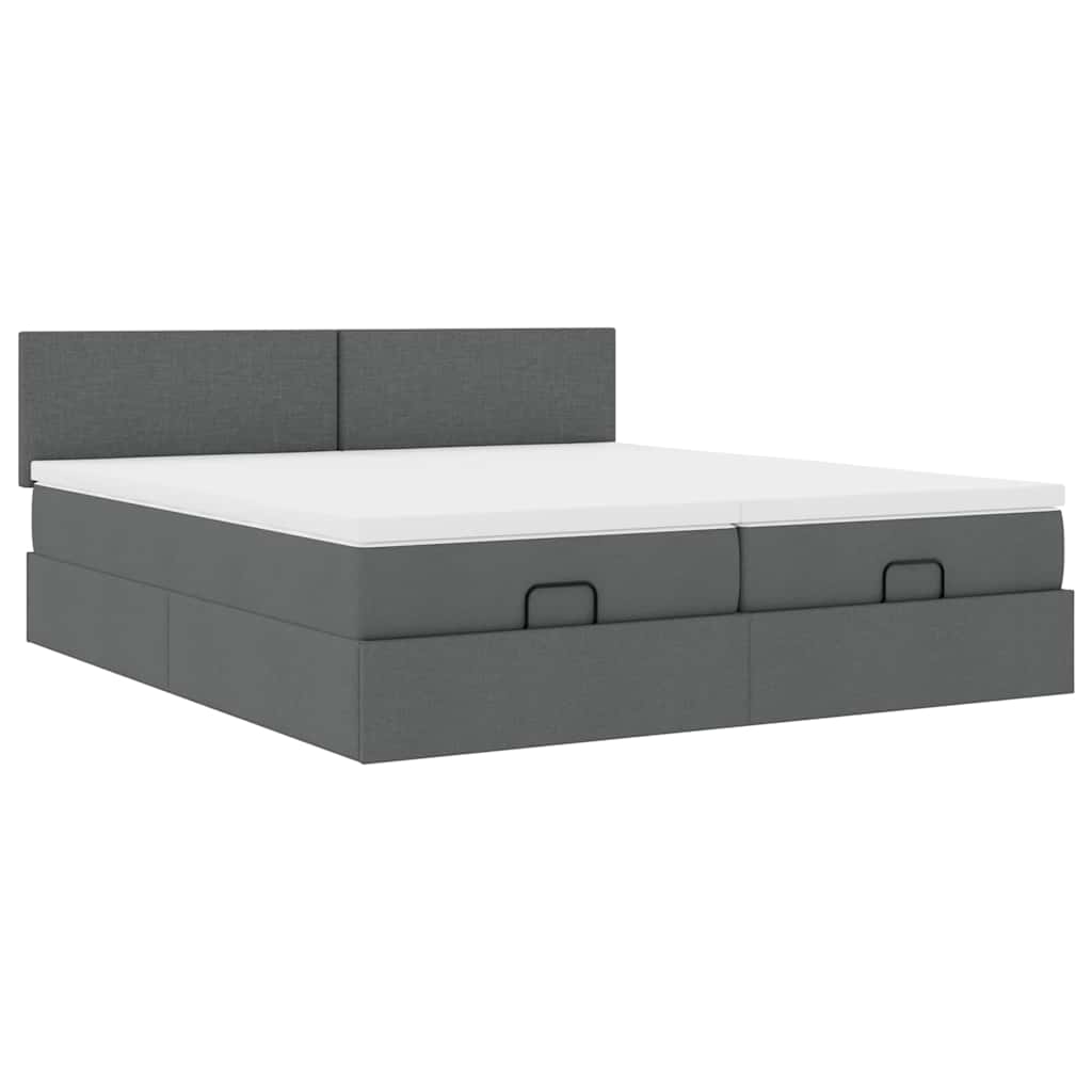 Ottoman bed met matrassen en LED's 200x200cm stof donkergrijs is nu te koop bij PeponiXL, paradijselijk wonen!