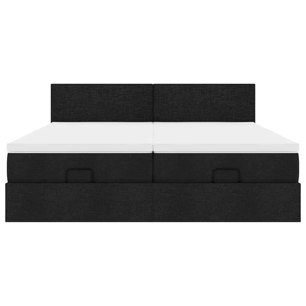 Ottoman bed met matrassen en LED's 200x200cm stof zwart is nu te koop bij PeponiXL, paradijselijk wonen!