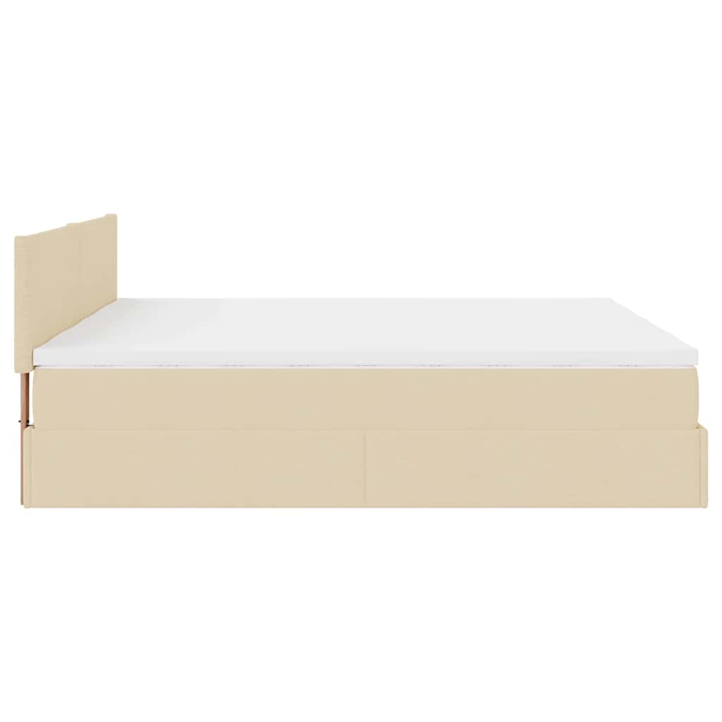 Ottoman bed met matrassen en LED's 200x200cm stof crèmekleurig is nu te koop bij PeponiXL, paradijselijk wonen!
