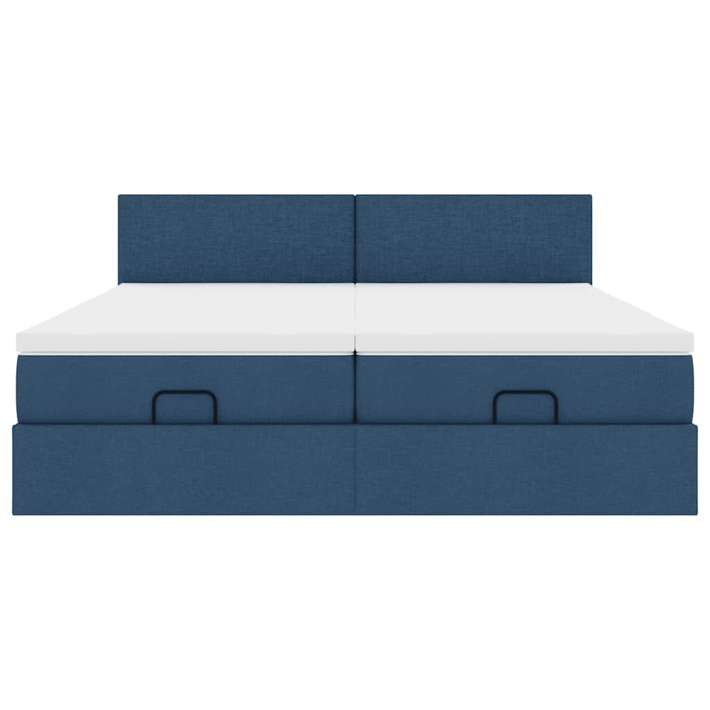 Ottoman bed met matrassen en LED's 200x200cm stof blauw is nu te koop bij PeponiXL, paradijselijk wonen!