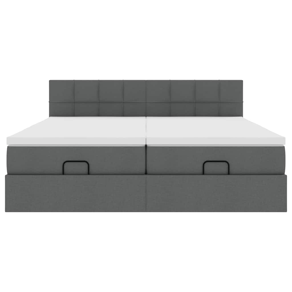 Ottoman bed met matrassen en LED's 180x200cm stof donkergrijs is nu te koop bij PeponiXL, paradijselijk wonen!