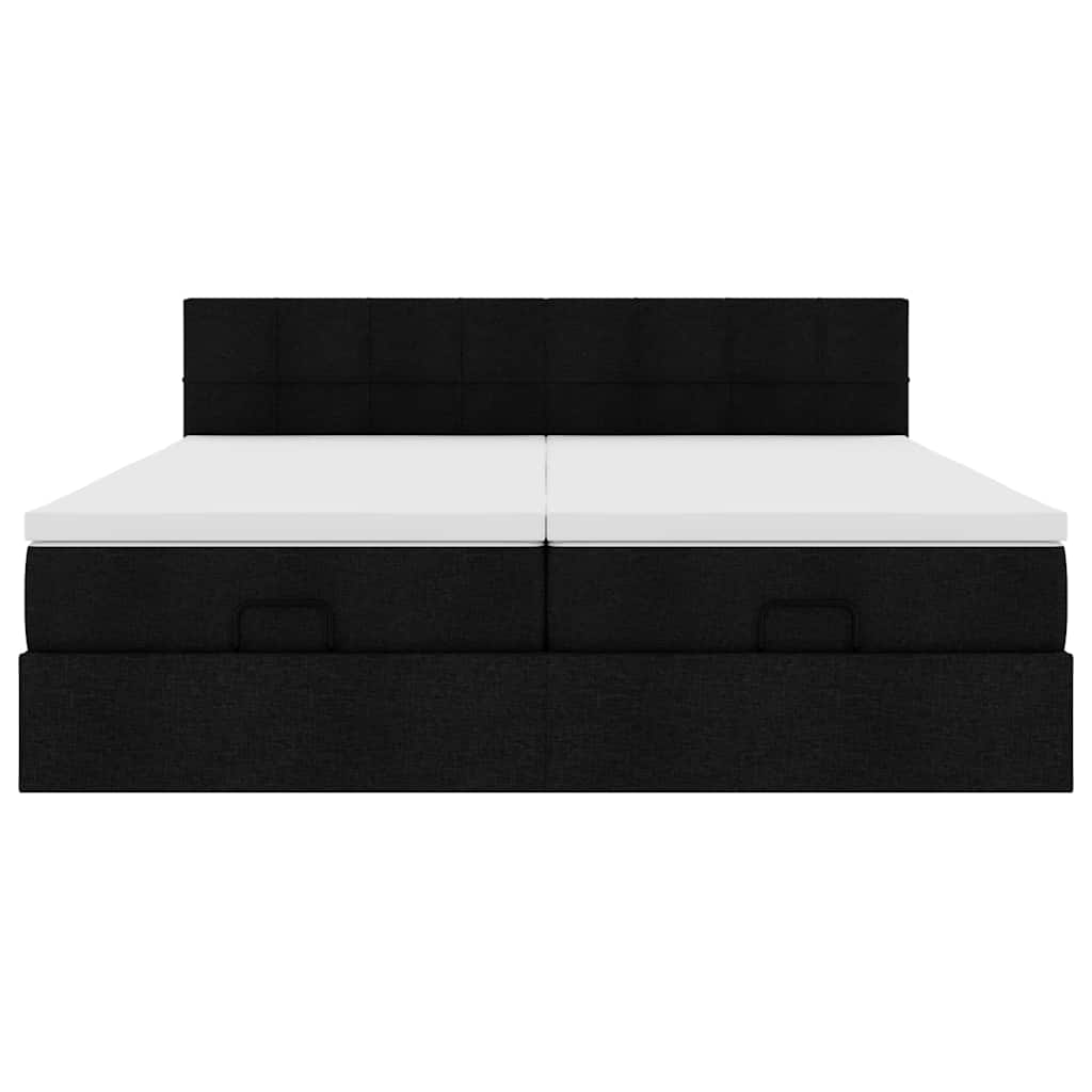 Ottoman bed met matrassen en LED's 200x200cm stof zwart is nu te koop bij PeponiXL, paradijselijk wonen!