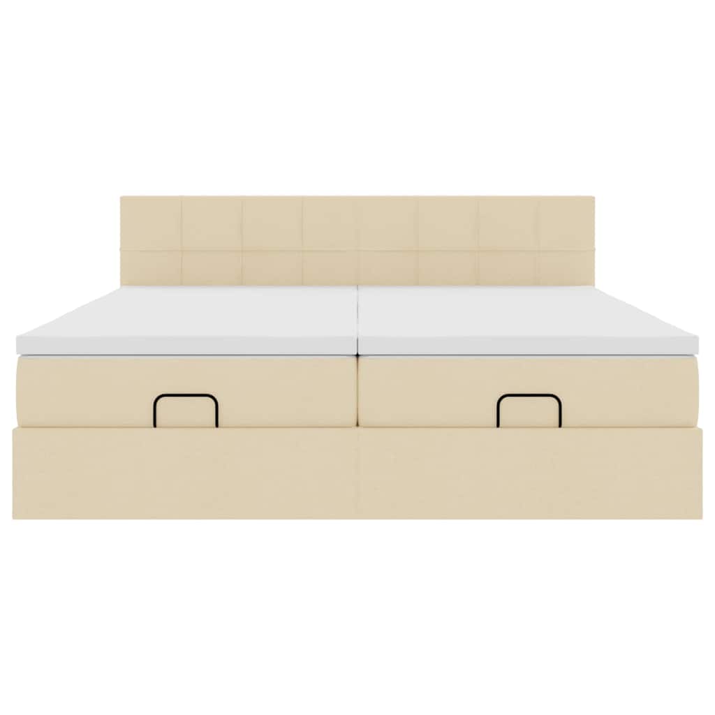 Ottoman bed met matrassen en LED's 200x200cm stof crèmekleurig is nu te koop bij PeponiXL, paradijselijk wonen!