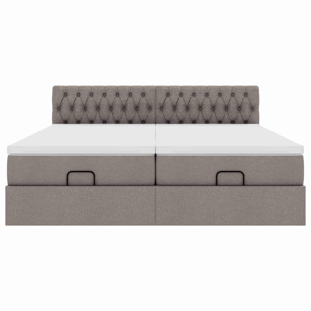 Ottoman bed met matrassen en LED's 160x200cm stof taupe is nu te koop bij PeponiXL, paradijselijk wonen!