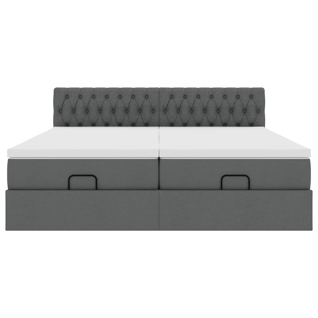 Ottoman bed met matrassen en LED's 180x200cm stof donkergrijs is nu te koop bij PeponiXL, paradijselijk wonen!