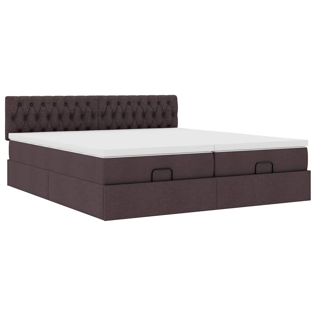 Ottoman bed met matrassen en LED's 180x200cm stof donkerbruin is nu te koop bij PeponiXL, paradijselijk wonen!