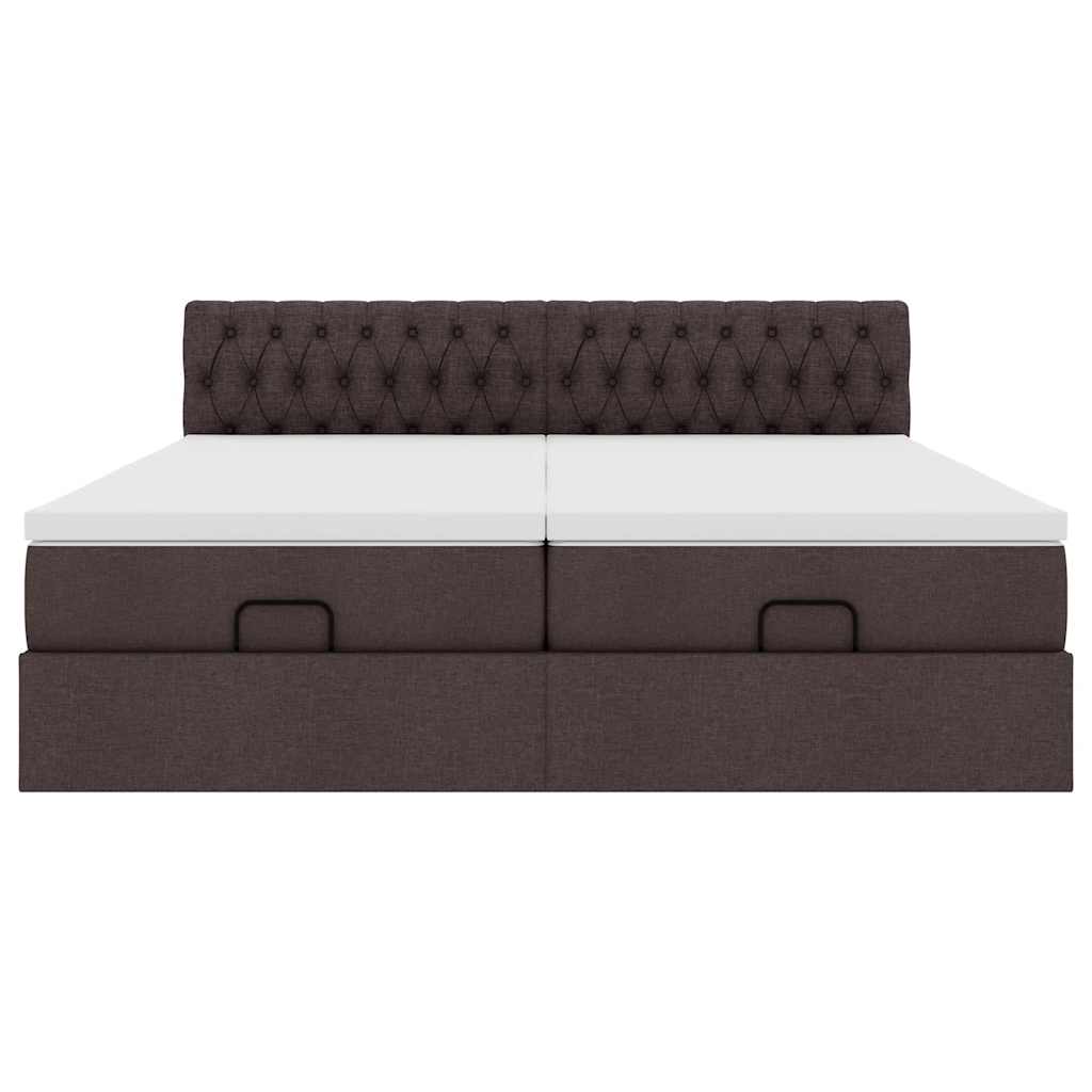 Ottoman bed met matrassen en LED's 180x200cm stof donkerbruin is nu te koop bij PeponiXL, paradijselijk wonen!