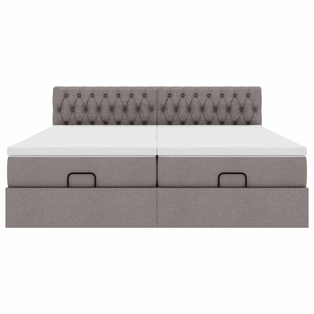 Ottoman bed met matrassen en LED's 180x200cm stof taupe is nu te koop bij PeponiXL, paradijselijk wonen!