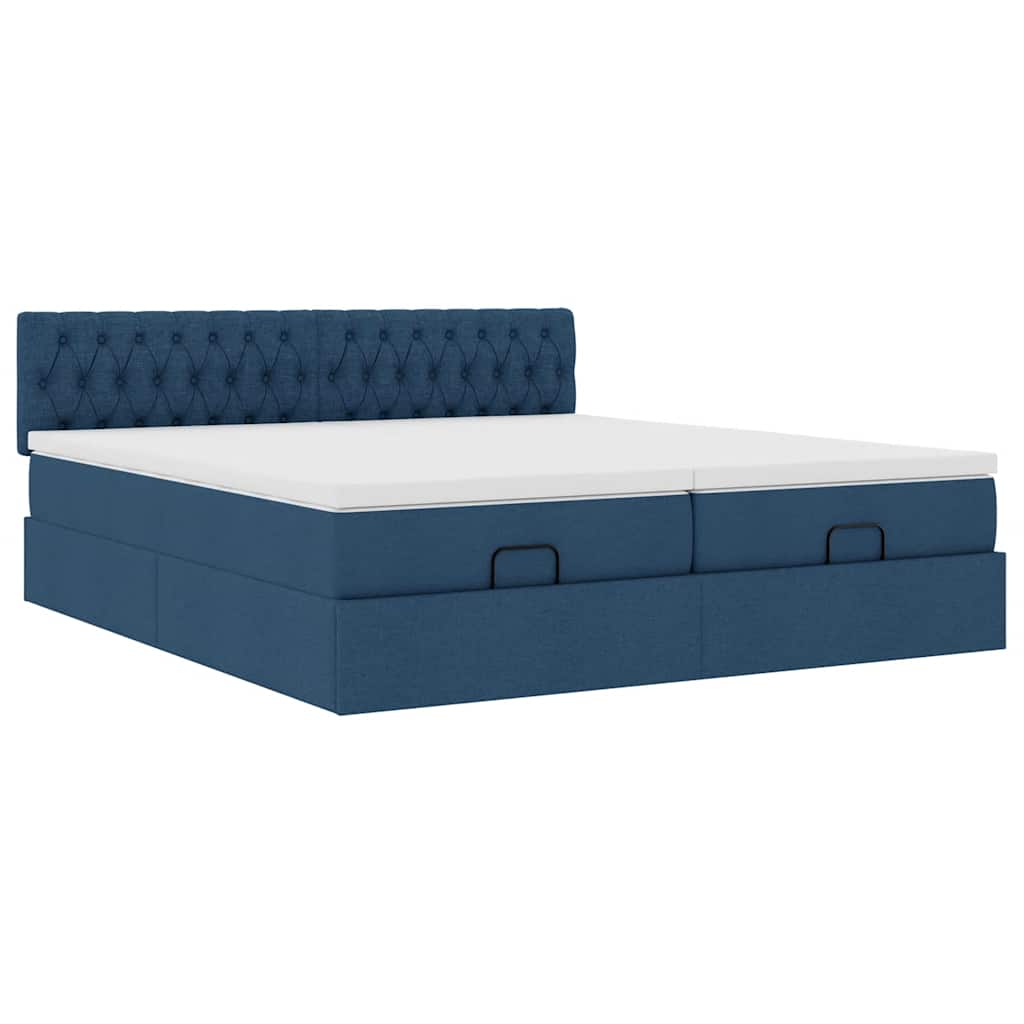Ottoman bed met matrassen en LED's 180x200cm stof blauw is nu te koop bij PeponiXL, paradijselijk wonen!