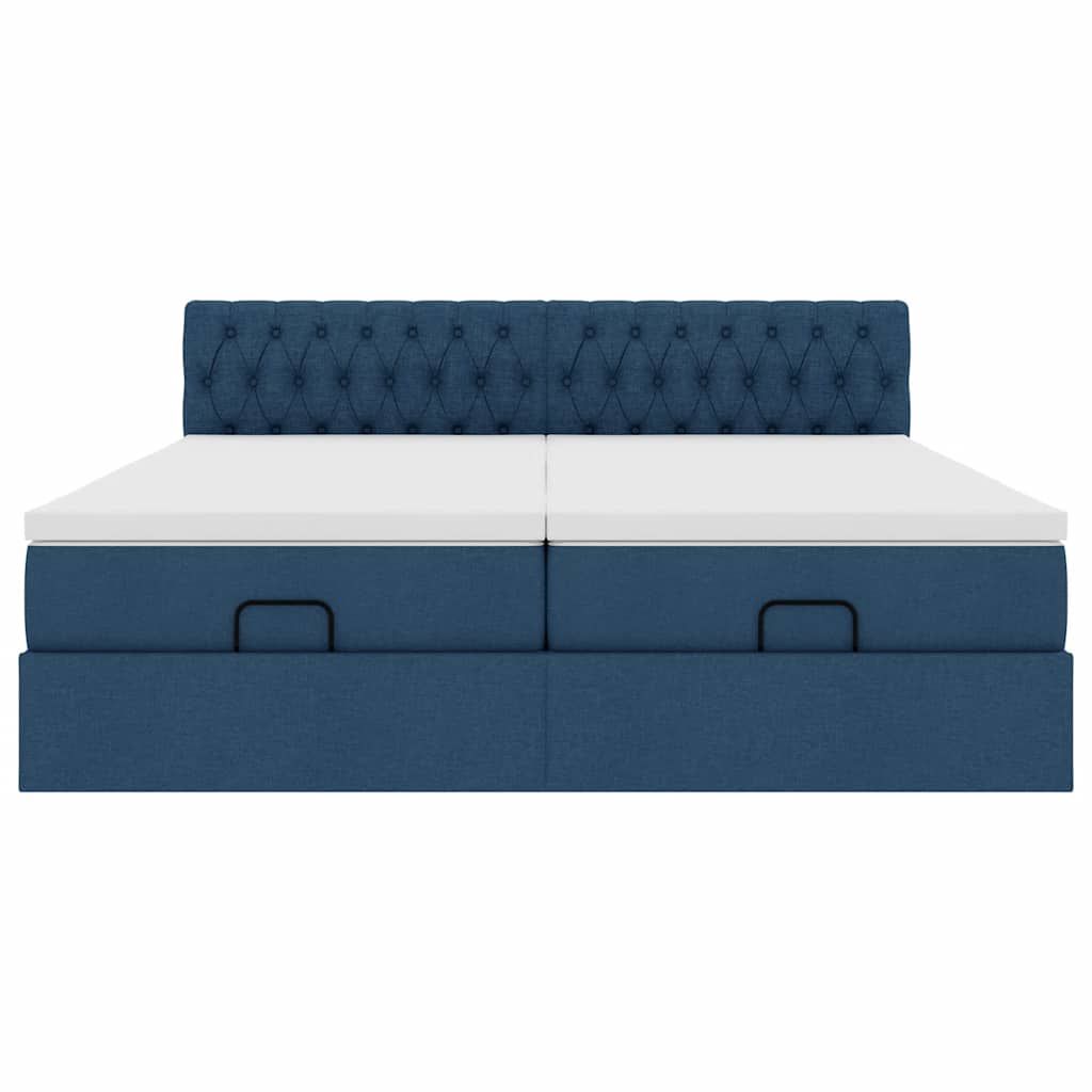 Ottoman bed met matrassen en LED's 180x200cm stof blauw is nu te koop bij PeponiXL, paradijselijk wonen!