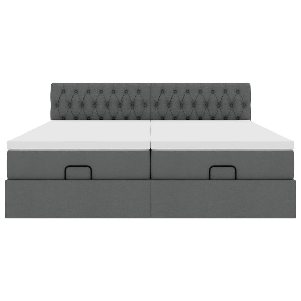 Ottoman bed met matrassen en LED's 200x200cm stof donkergrijs is nu te koop bij PeponiXL, paradijselijk wonen!