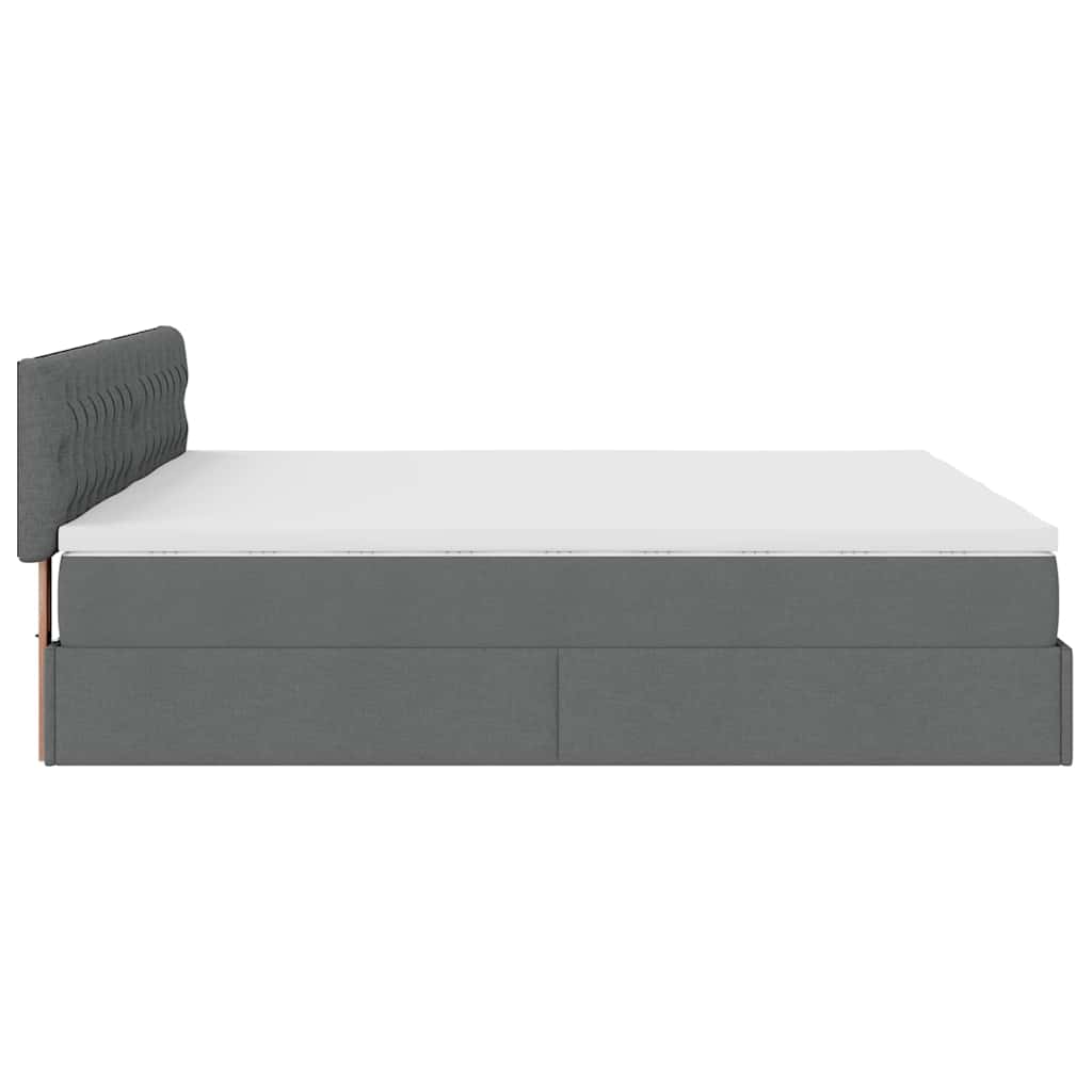 Ottoman bed met matrassen en LED's 200x200cm stof donkergrijs is nu te koop bij PeponiXL, paradijselijk wonen!