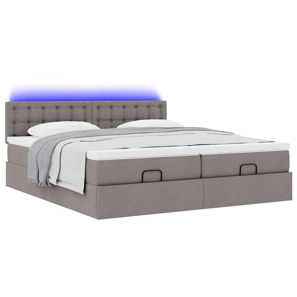 Ottoman bed met matrassen en LED's 160x200cm stof taupe is nu te koop bij PeponiXL, paradijselijk wonen!