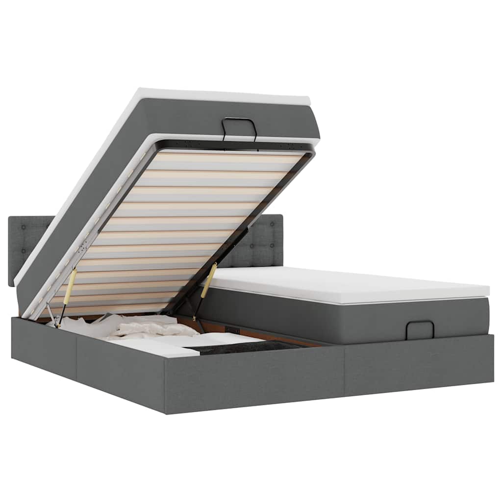 Ottoman bed met matrassen en LED's 180x200cm stof donkergrijs is nu te koop bij PeponiXL, paradijselijk wonen!