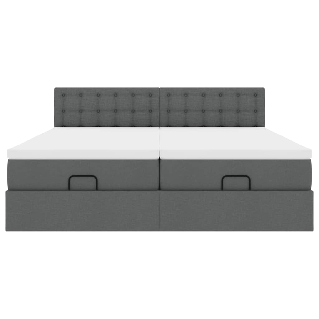 Ottoman bed met matrassen en LED's 180x200cm stof donkergrijs is nu te koop bij PeponiXL, paradijselijk wonen!
