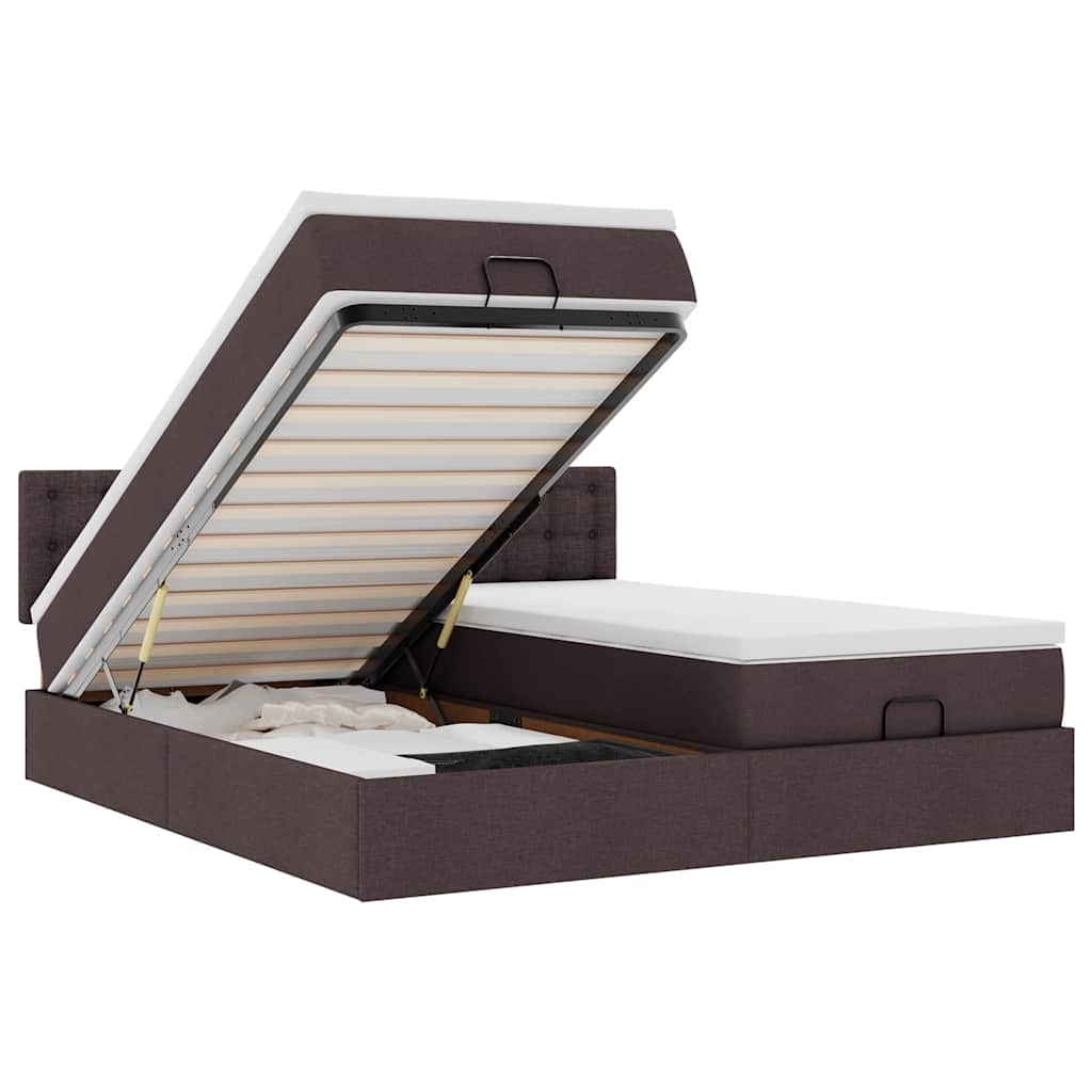 Ottoman bed met matrassen en LED's 180x200cm stof donkerbruin is nu te koop bij PeponiXL, paradijselijk wonen!