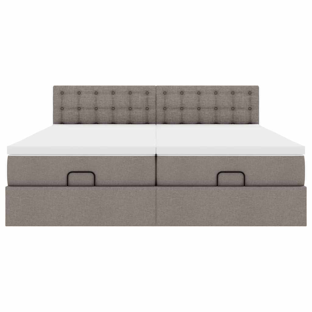 Ottoman bed met matrassen en LED's 180x200cm stof taupe is nu te koop bij PeponiXL, paradijselijk wonen!