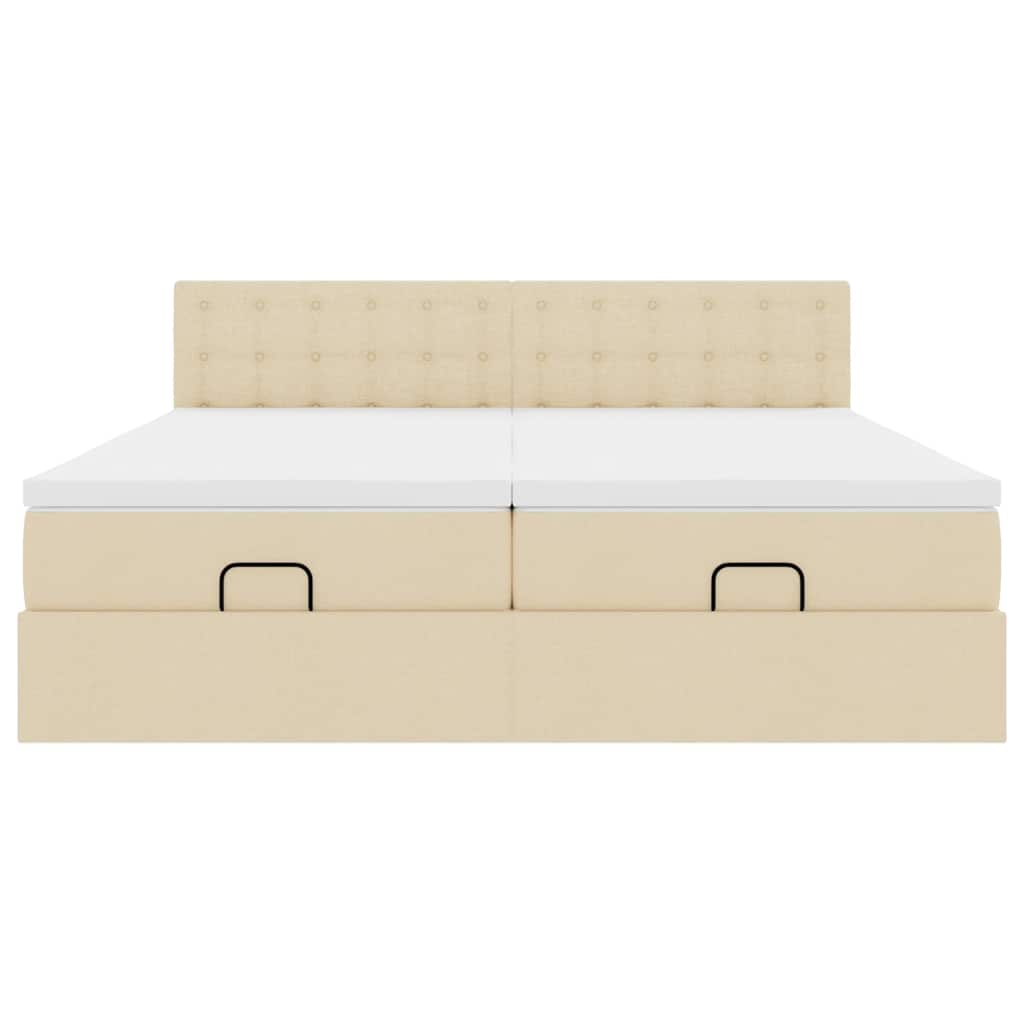 Ottoman bed met matrassen en LED's 180x200cm stof crèmekleurig is nu te koop bij PeponiXL, paradijselijk wonen!