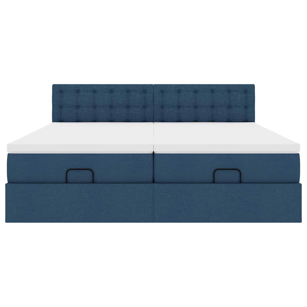 Ottoman bed met matrassen en LED's 180x200cm stof blauw is nu te koop bij PeponiXL, paradijselijk wonen!