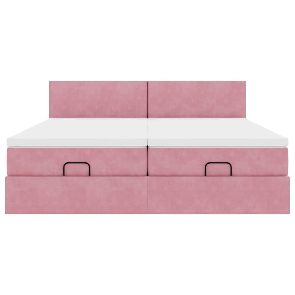 Ottoman bed met matrassen en LED's 160x200cm fluweel roze is nu te koop bij PeponiXL, paradijselijk wonen!